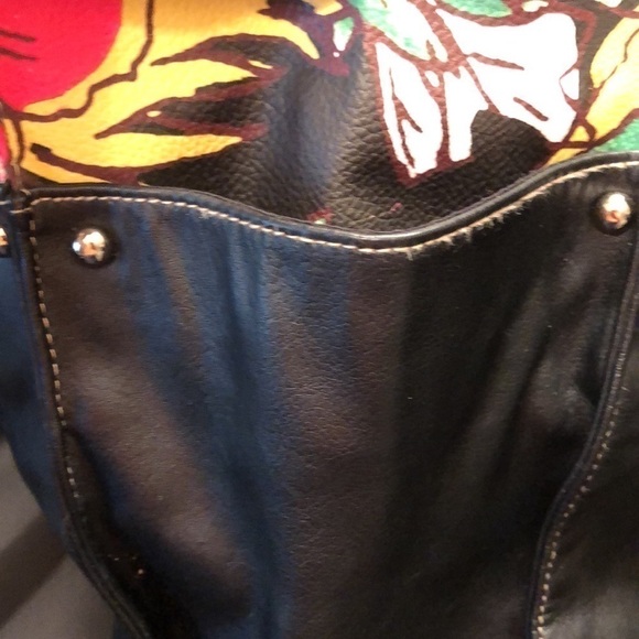 Ellen Tracy Black With Floral Print Purse EUC - Picture 7 of 8